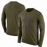 Men's Minnesota Vikings Nike Salute to Service Sideline Legend Performance Long Sleeve T-Shirt Olive,baseball caps,new era cap wholesale,wholesale hats